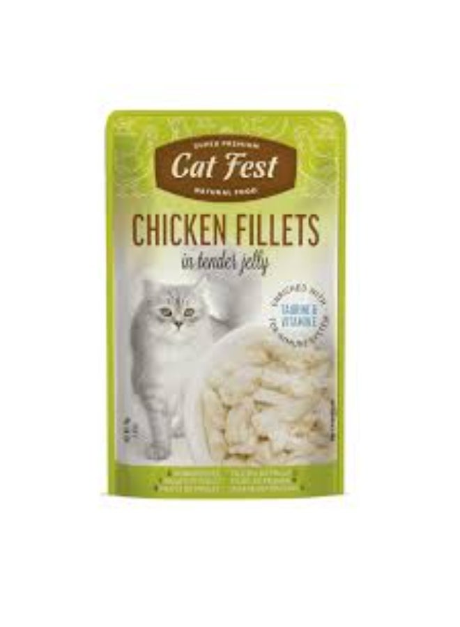 Cat Fest Chicken Fillets in Tender Jelly 70g Wet Cat Food for Adult Cats & Kittens, Natural Healthy Treats From Varmacy - Image 1